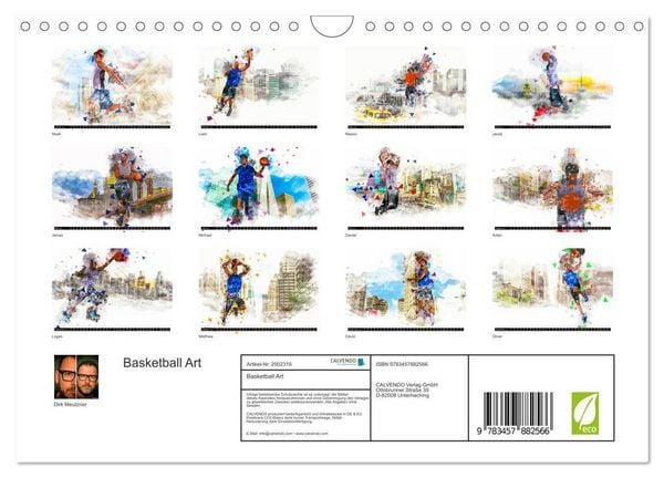 Produktbild: Basketball Art (Wandkalender 2026 DIN A4 quer), CALVENDO Monatskalender
