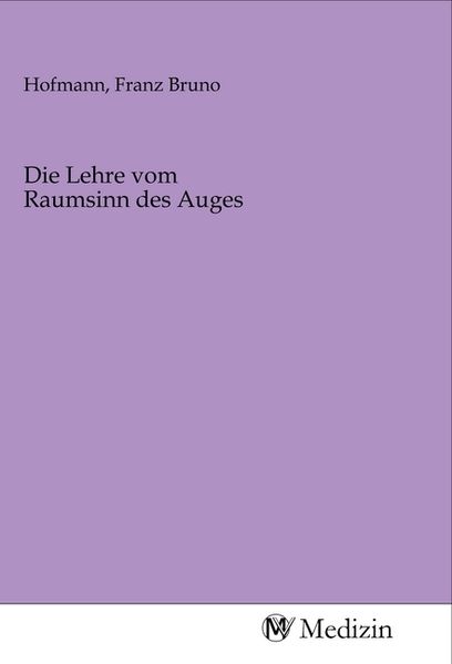Produktbild: Die Lehre vom Raumsinn des Auges