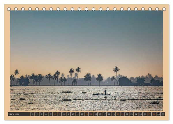 Produktbild: Kerala Backwaters - mit dem Hausboot durch die tropische Wasserwelt (Tischkalender 2026 DIN A5 quer), CALVENDO Monatskalender