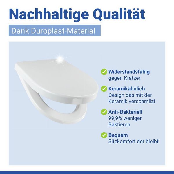Produktbild: WC Sitz Mod. Sindia Wei&szlig;, stabiler Toilettensitz mit Absenkautomatik