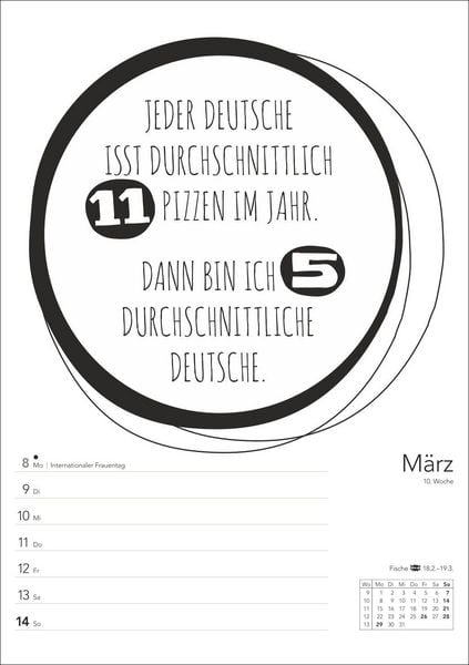 Produktbild: Typo-Spr&uuml;che-Kalender s/w Wochenplaner 2027 - mit 53 witzigen Spr&uuml;chen