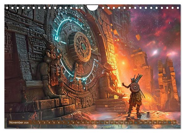 Produktbild: Sternenkrieger - Science Fiction Visionen der Maya und Azteken (Wandkalender 2026 DIN A4 quer), CALVENDO Monatskalender