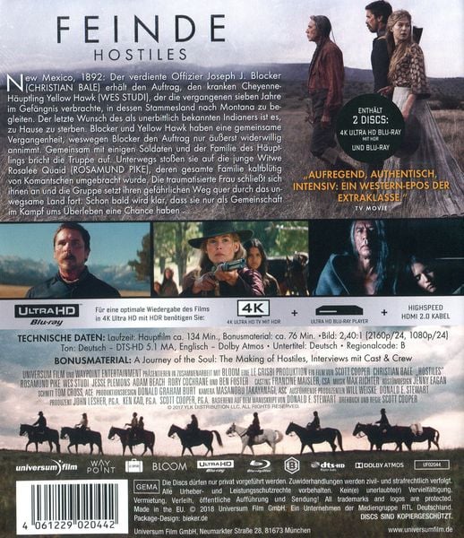 Produktbild: Feinde - Hostiles (4K Ultra HD) (+ Blu-ray)