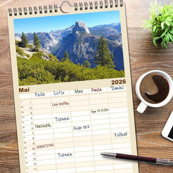 Produktbild: Familienplaner 2026 - USA Nationalparks - Familienplaner / Kalender - Eine Reise durch die Vielfalt und Sch&ouml;nheit der Naturparks Nordamerikas mit 5 Spalten (Wandkalender, 21 x 45 cm) CALVENDO