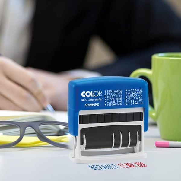 Produktbild: Herlitz Stempel Colop Mini Dater S120 WD selbstf&auml;rbend mit 12 B&uuml;ro-Texten