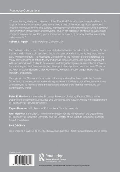 Produktbild: The Routledge Companion to the Frankfurt School