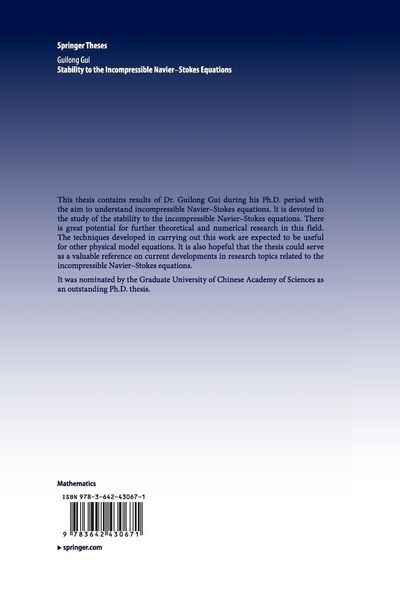 Produktbild: Stability to the Incompressible Navier-Stokes Equations