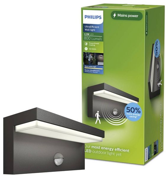 Produktbild: Philips LED Bustan 8720169257399 LED-Au&szlig;enwandleuchte mit Bewegungsmelder LED 3.8 W Anthrazit