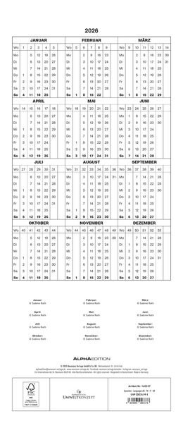 Kätzchen 2026 Familienplaner - Familienkalender - Wandkalender - 19,5x45