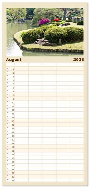 Produktbild: Familienplaner 2026 - G&auml;rten in Japan mit 5 Spalten (Wandkalender, 21 x 45 cm) CALVENDO
