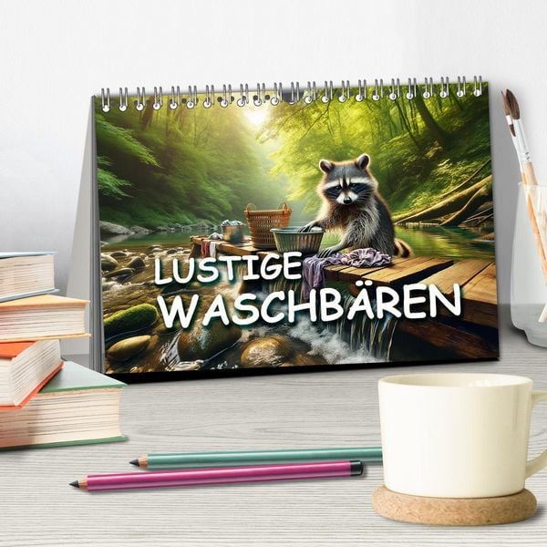 Produktbild: Lustige Waschb&auml;ren (Tischkalender 2026 DIN A5 quer), CALVENDO Monatskalender
