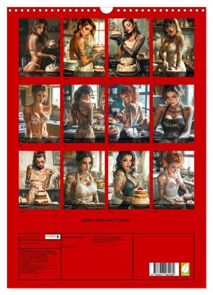 Produktbild: Tattoo Girls and Cakes (Wall Calendar 2026 DIN A3 portrait), CALVENDO 12 Month Wall Calendar