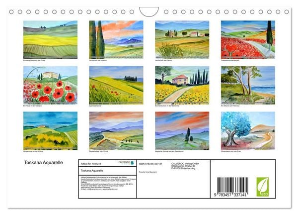 Produktbild: Toskana Aquarelle (Wandkalender 2026 DIN A4 quer), CALVENDO Monatskalender