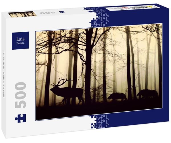 Lais Puzzle Hirsche im Wald im Nebel 500 Teile