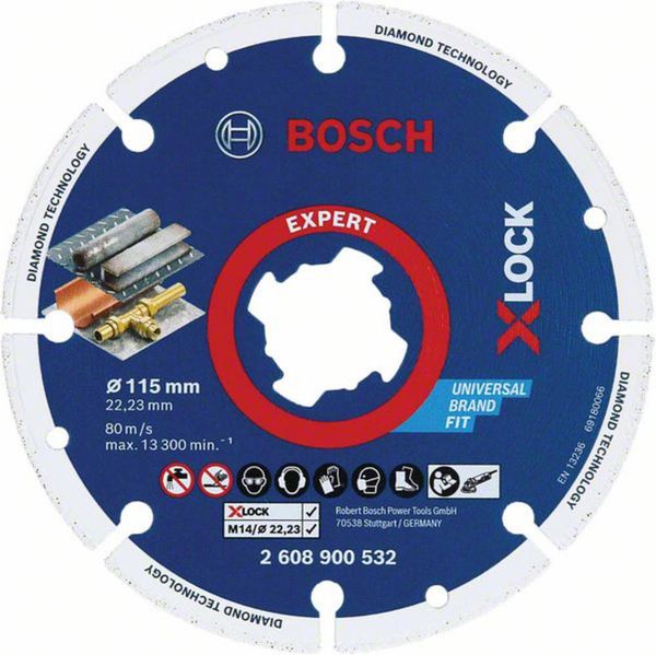 Bosch Accessories 2608900532 X-LOCK Diamanttrennscheibe Durchmesser 115 mm Bohrungs-Ø 22.23 mm Metall 1 St.