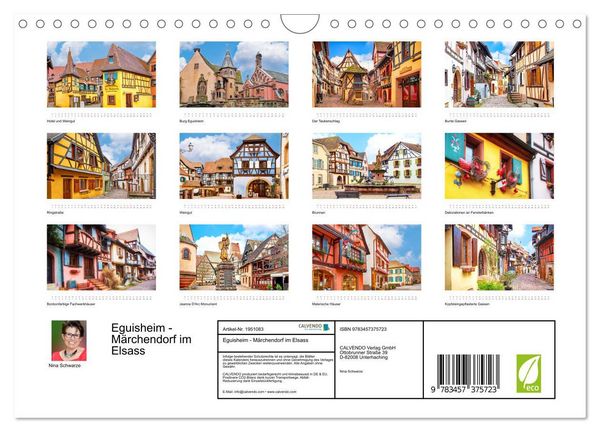 Produktbild: Eguisheim - M&auml;rchendorf im Elsass (Wandkalender 2026 DIN A4 quer), CALVENDO Monatskalender
