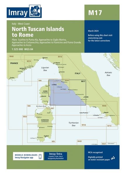 Produktbild: M17 North Tuscan Islands to Rome, Imray Chart