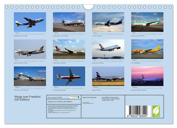 Produktbild: Wings over Frankfurt (UK Edition) (Wall Calendar 2026 DIN A4 landscape), CALVENDO 12 Month Wall Calendar