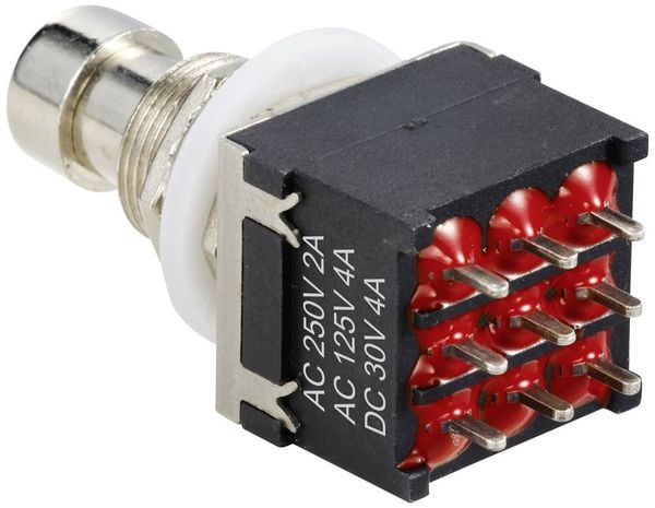 Produktbild: TRU COMPONENTS TC-12193712 Druckschalter 3P2T mit geradem Stift Schaltstrom (max.): 4 A 1 St.