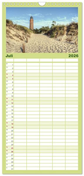 Produktbild: Familienplaner 2026 - Fischland Dar&szlig; Zingst &ndash; Die Halbinsel an der Ostsee mit 5 Spalten (Wandkalender, 21 x 45 cm) CALVENDO