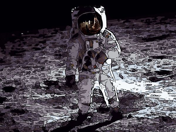 Produktbild: CALVENDO Puzzle Mondlandung im Comic-Stil | 1000 Teile Lege-Gr&ouml;&szlig;e 64x48cm Foto-Puzzle f&uuml;r gl&uuml;ckliche Stunden
