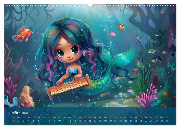 Produktbild: Kleine Meerjungfrauen (Wandkalender 2026 DIN A2 quer), CALVENDO Monatskalender