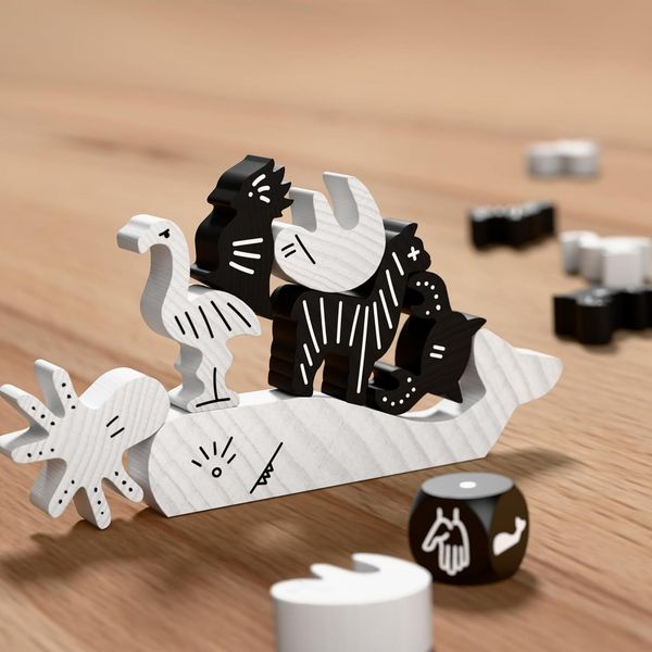 Produktbild: HABA 2014044001 - Tier auf Tier Black & White Edition, Stapelspiel, Balancierspiel