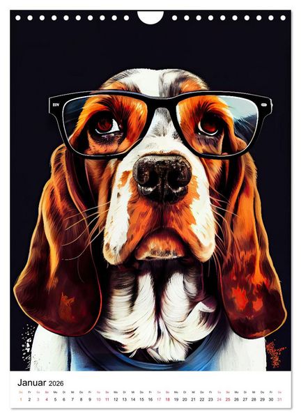 Produktbild: Hunde im Hipster Stil (Wandkalender 2026 DIN A4 hoch), CALVENDO Monatskalender