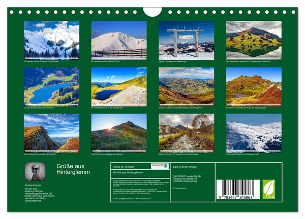 Produktbild: Gr&uuml;&szlig;e aus Hinterglemm (Wandkalender 2026 DIN A4 quer), CALVENDO Monatskalender