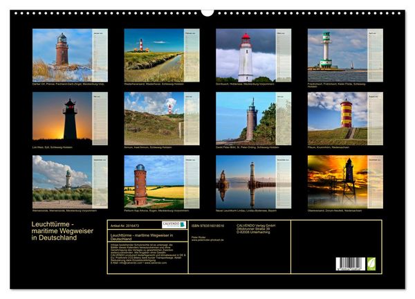 Produktbild: Leuchtt&uuml;rme - maritime Wegweiser in Deutschland (Wandkalender 2026 DIN A2 quer), CALVENDO Monatskalender