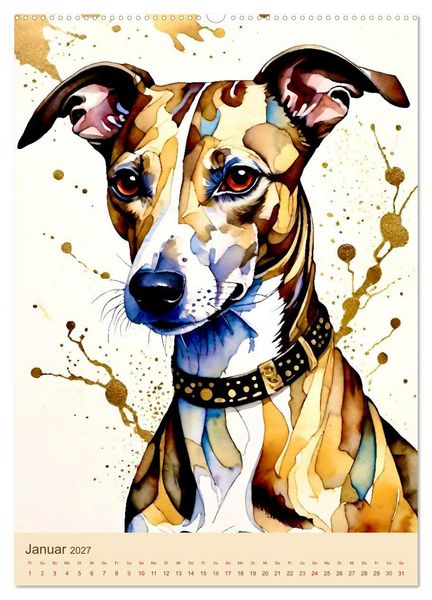 Produktbild: Der Whippet. Malerische Portr&auml;ts (hochwertiger Premium Wandkalender 2027 DIN A2 hoch), Kunstdruck in Hochglanz