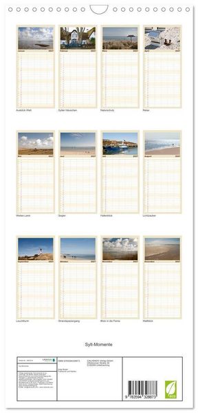 Produktbild: Familienplaner 2027 - Sylt-Momente mit 5 Spalten (Wandkalender, 21 x 45 cm) CALVENDO