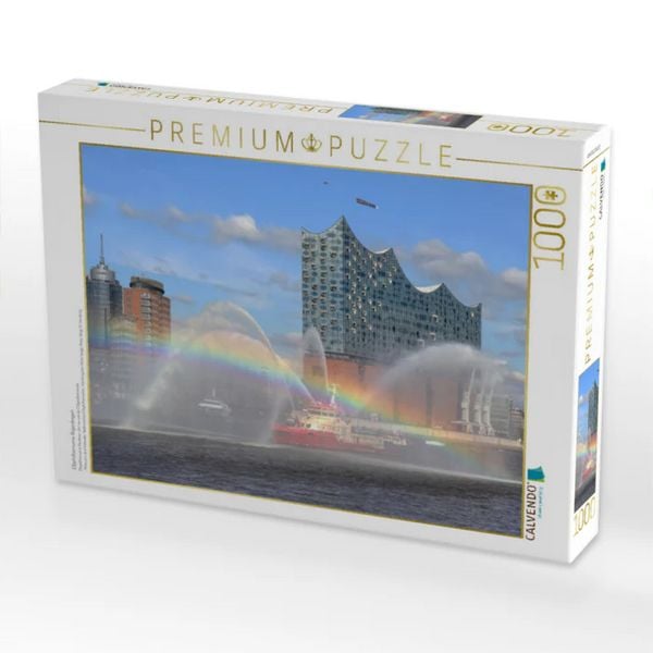 CALVENDO Puzzle Elbphilharmonie Regenbogen | 1000 Teile Lege-Größe 64x48cm Foto-Puzzle für glückliche Stunden