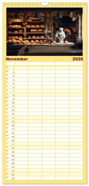 Produktbild: Familienplaner 2026 - Mit Herz und Hand, Ich bin B&auml;cker mit 5 Spalten (Wandkalender, 21 x 45 cm) CALVENDO