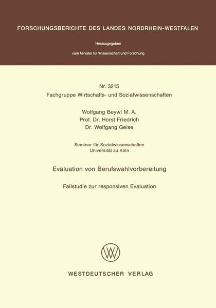 Produktbild: Evaluation von Berufswahlvorbereitung
