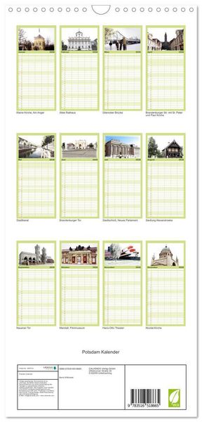 Produktbild: Familienplaner 2026 - Potsdam Kalender mit 5 Spalten (Wandkalender, 21 x 45 cm) CALVENDO