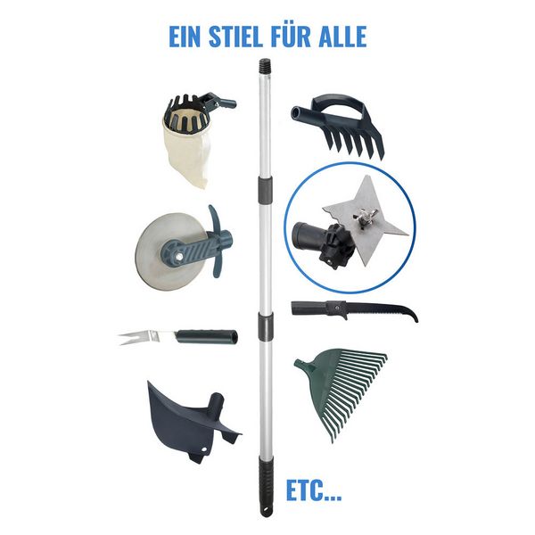 Produktbild: 4-Zack Fugenkratzer mit Teleskopstiel , mit 4 unterschiedlichen Zacken
