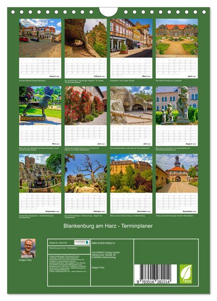 Produktbild: Blankenburg am Harz - Terminplaner (Wandkalender 2026 DIN A4 hoch), CALVENDO Monatskalender