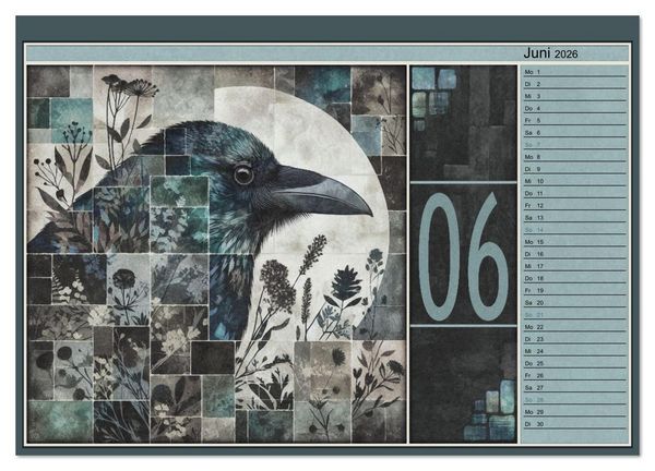 Produktbild: Kr&auml;hen. Verborgene Farbnuancen. Kunst. (Wandkalender 2026 DIN A2 quer), CALVENDO Monatskalender