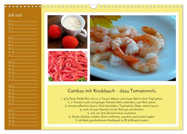 Produktbild: Meine Mallorca Rezepte (Wandkalender 2026 DIN A3 quer), CALVENDO Monatskalender