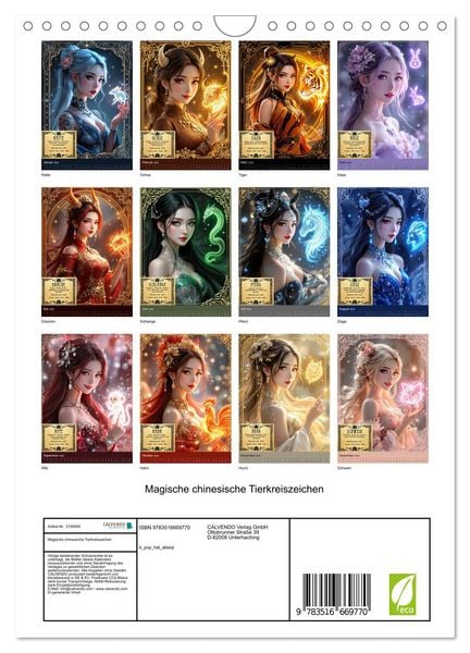 Produktbild: Magische chinesische Tierkreiszeichen (Wandkalender 2026 DIN A4 hoch), CALVENDO Monatskalender