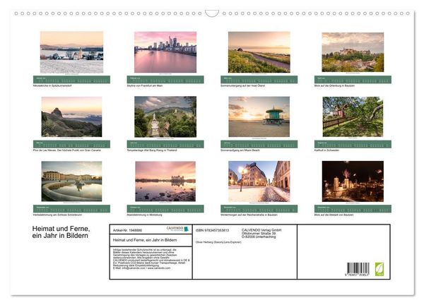 Produktbild: Heimat und Ferne, ein Jahr in Bildern (Wandkalender 2026 DIN A2 quer), CALVENDO Monatskalender