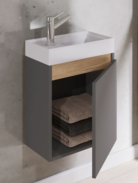 Produktbild: 2 tlg. H&auml;ngeschrank G&auml;ste-WC Waschbecken Softclose Cosila