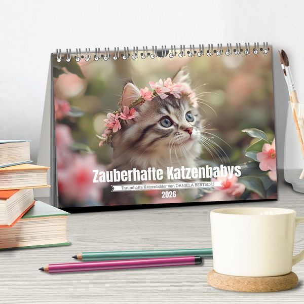 Produktbild: Zauberhafte Katzenbabys (Tischkalender 2026 DIN A5 quer), CALVENDO Monatskalender