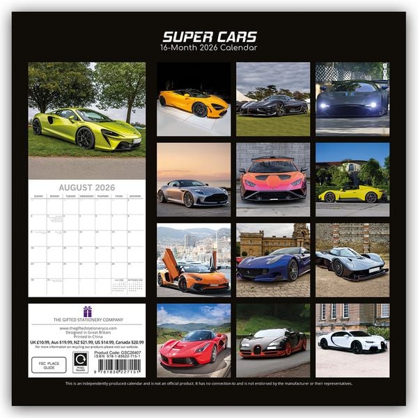 Produktbild: Super Cars – Traumautos 2026 – 16-Monatskalender