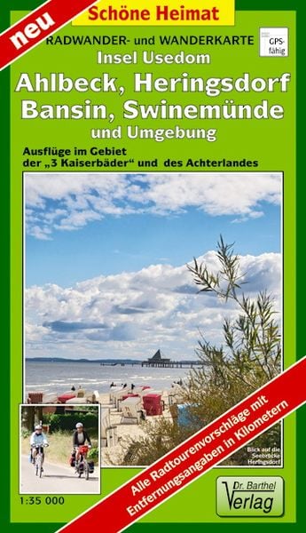 Produktbild: Insel Usedom, Ahlbeck, Heringsdorf, Bansin, Swinemünde und Umgebung 1 : 35 000 Radwander- und Wanderkarte