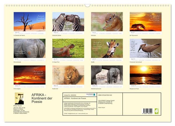 Produktbild: AFRIKA - Kontinent der Poesie (Wandkalender 2026 DIN A2 quer), CALVENDO Monatskalender