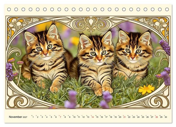 Produktbild: Zauberhafte Jugendstil-Katzen (Tischkalender 2027 DIN A5 quer), CALVENDO Monatskalender