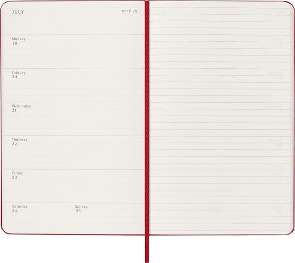 Produktbild: Moleskine 18 Monate Wochen Notizkalender 2026/2027, L/A5, 1 Wo = 1 Seite, Rechts linierte Seite, Fester Einband, Scharlachrot