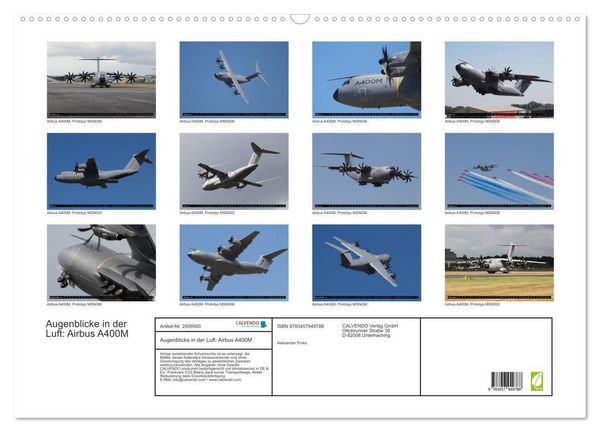 Produktbild: Augenblicke in der Luft: Airbus A400M (Wandkalender 2026 DIN A2 quer), CALVENDO Monatskalender